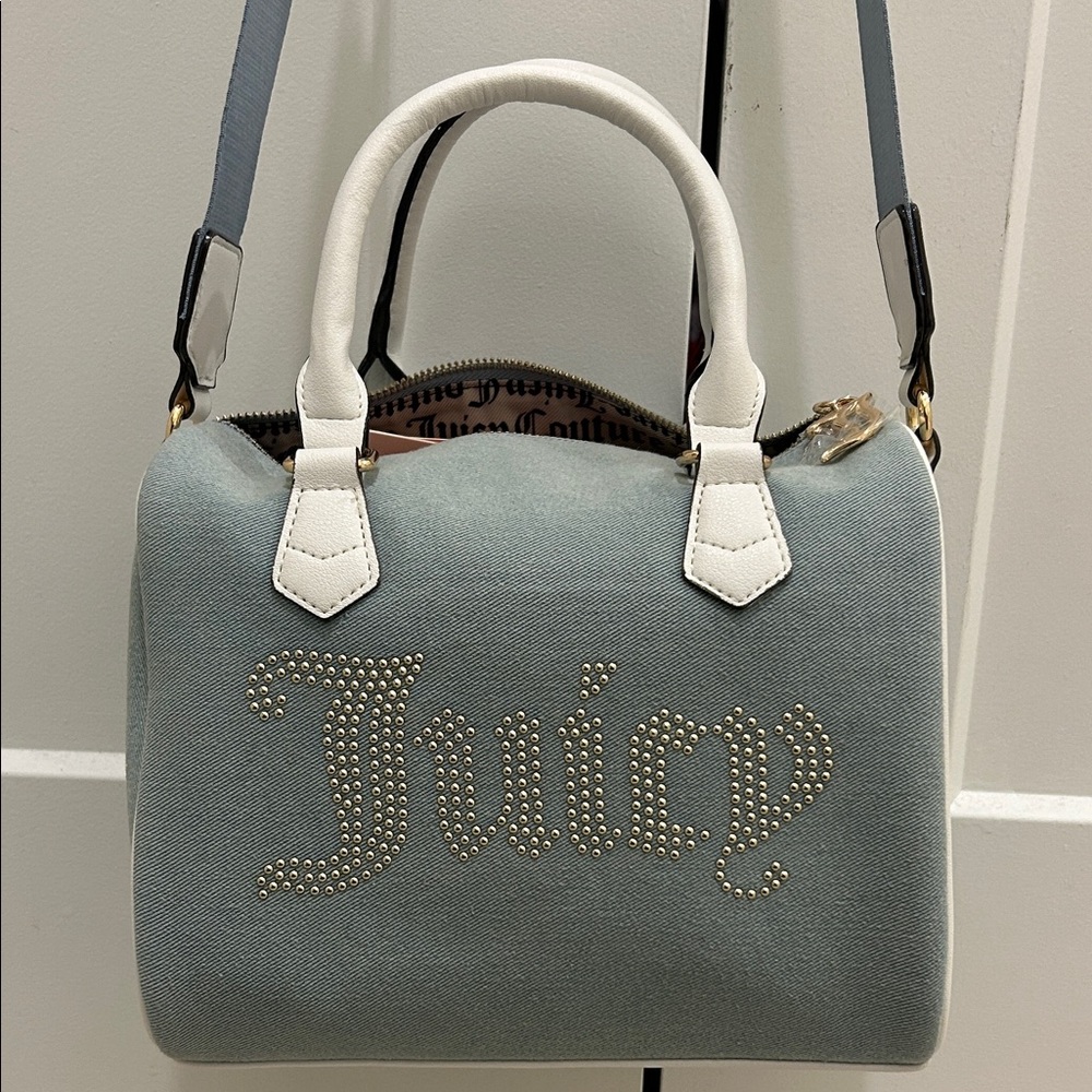 Juicy Couture Light Blue and White Studded Satchel - Picture 1 of 13